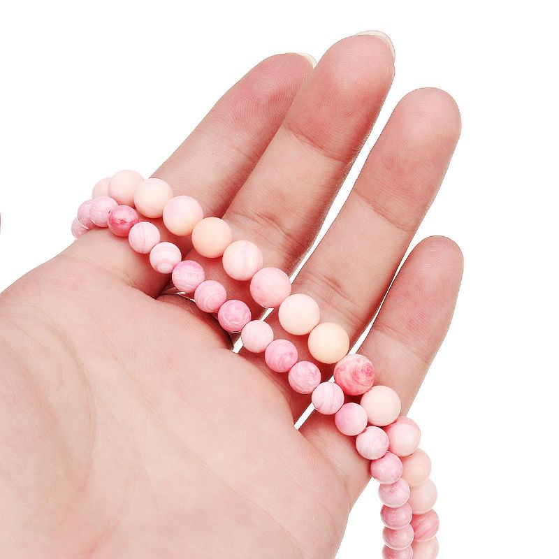 Bracelet Extensible Fait À La Main Avec Des Coquillages Roses Naturels Et Des Perles Rondes