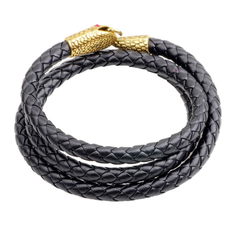 Bracelet En Forme De Serpent Multicouche À La Mode Bracelets En Cuir Doré Pour Hommes