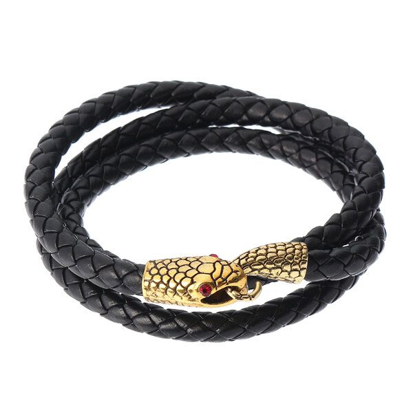 Bracelet En Forme De Serpent Multicouche À La Mode Bracelets En Cuir Doré Pour Hommes