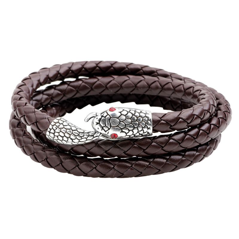 Bracelet En Forme De Serpent Multicouche À La Mode Bracelets En Cuir Doré Pour Hommes