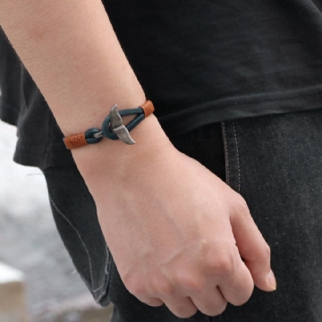 Bracelet Pour Homme En Cuir D'alliage De Queue De Baleine Tricoté À La Main