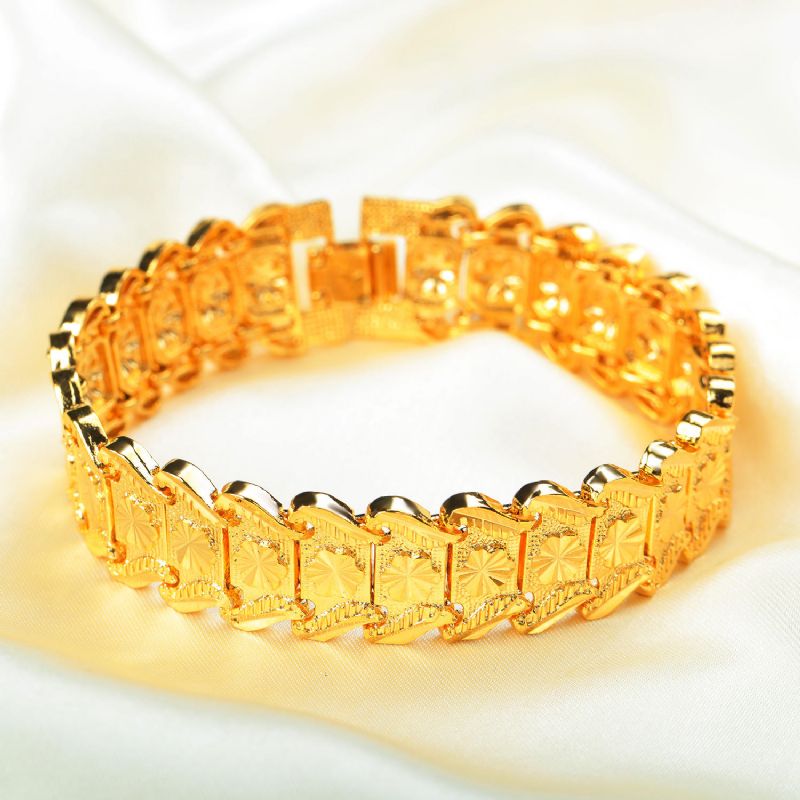 Bracelet Homme Forme Fleur Plaqué Or 18k