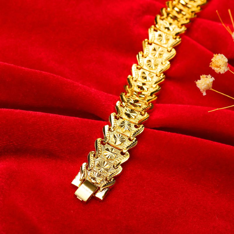 Bracelet Homme Forme Fleur Plaqué Or 18k