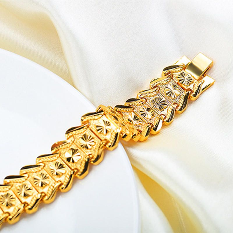 Bracelet Homme Forme Fleur Plaqué Or 18k