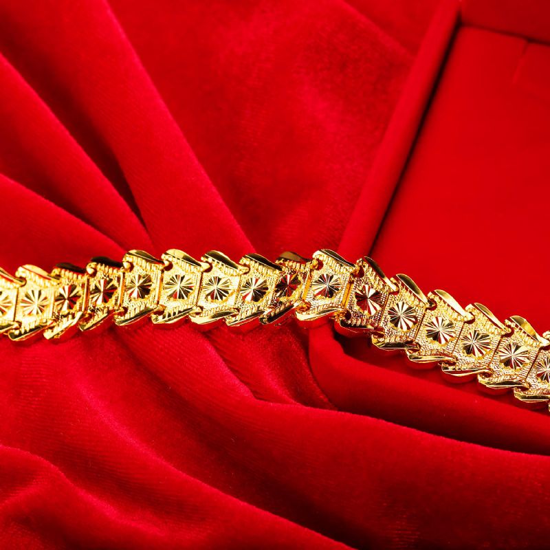 Bracelet Homme Forme Fleur Plaqué Or 18k