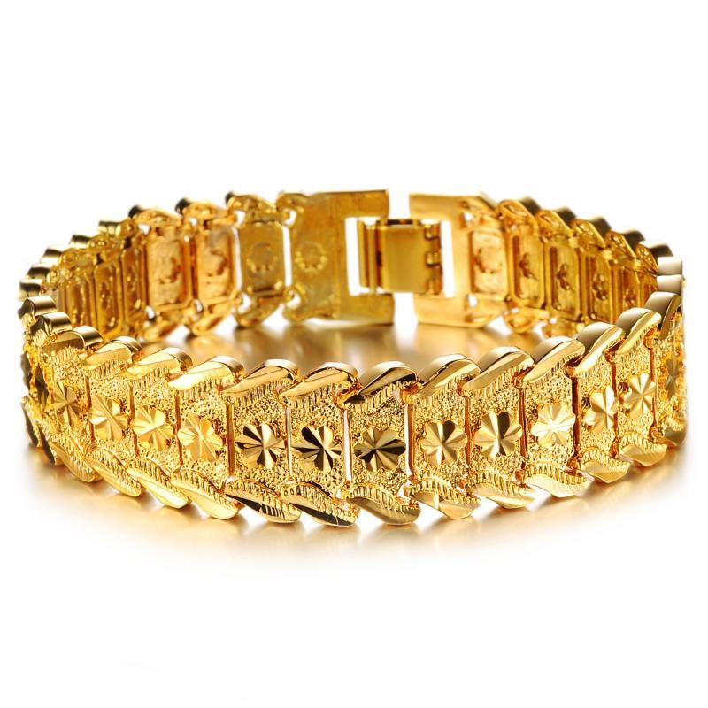 Bracelet Homme Forme Fleur Plaqué Or 18k