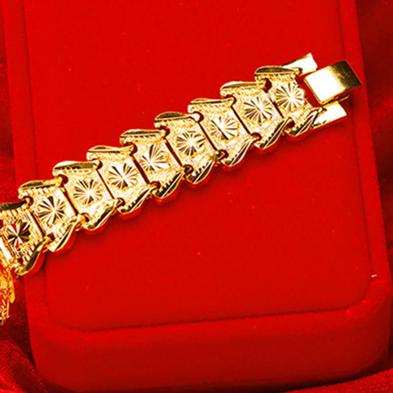 Bracelet Homme Forme Fleur Plaqué Or 18k