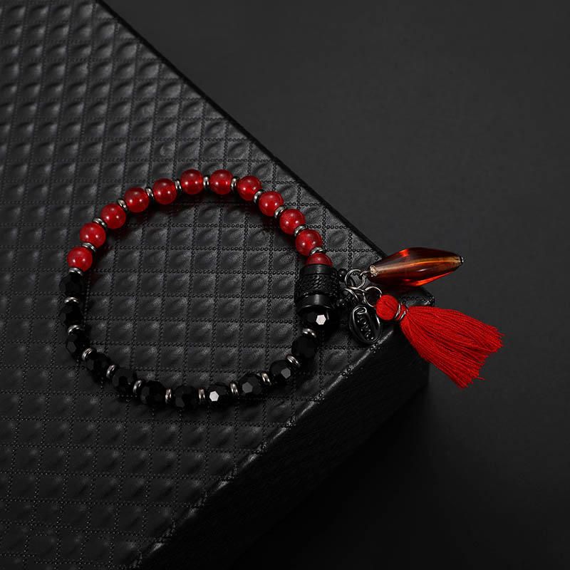 Bracelet De Perles Rouges Pour Femmes Unique Charme D'amour Perles De Pierre Naturelle Gland Bracelet Bijoux Pour Femmes