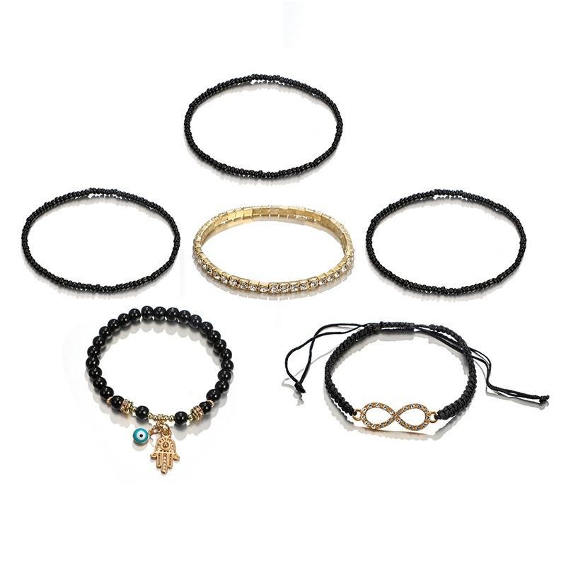 Bracelet Tissé Diamant Tendance Bracelet Multicouche Tête Or Métallique Pour Femme