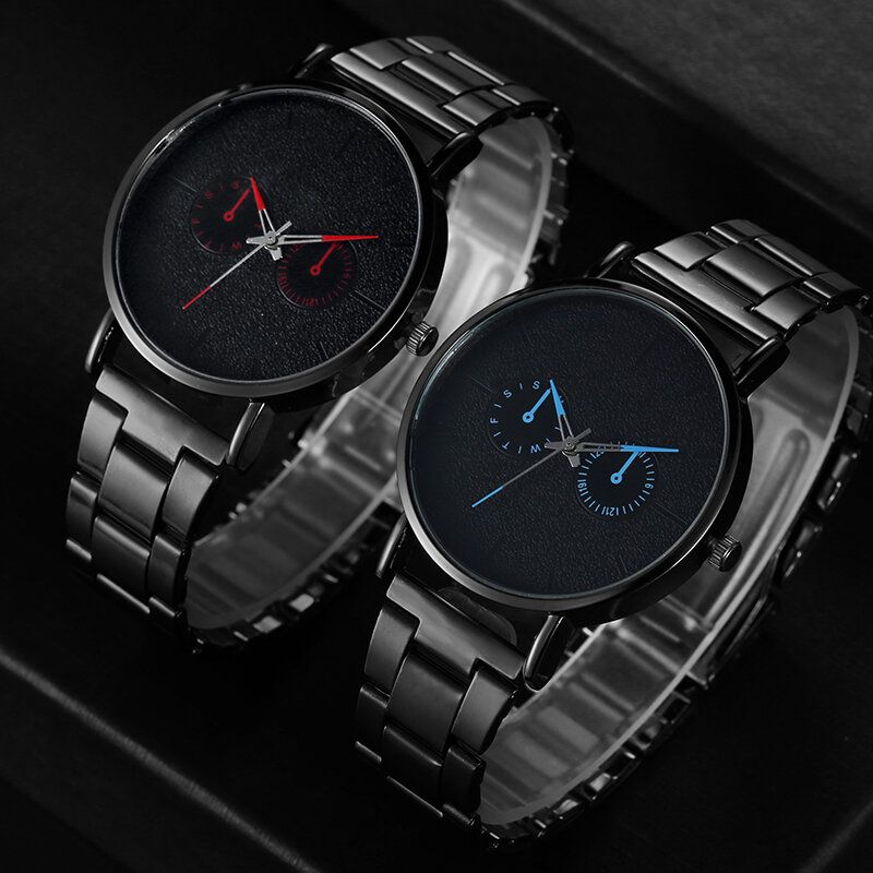 Business Sport Cadran Givré Rond Chronographe Bracelet En Alliage Étanche Hommes Montre À Quartz