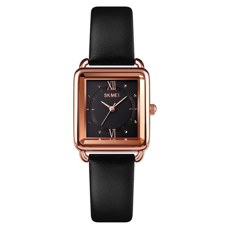 Cadran Carré Montre-bracelet Classique Pour Femme Bracelet En Cuir Véritable Montre À Quartz Décontractée