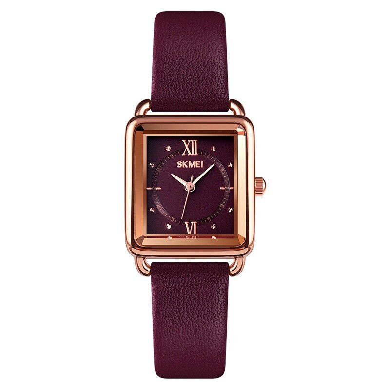 Cadran Carré Montre-bracelet Classique Pour Femme Bracelet En Cuir Véritable Montre À Quartz Décontractée