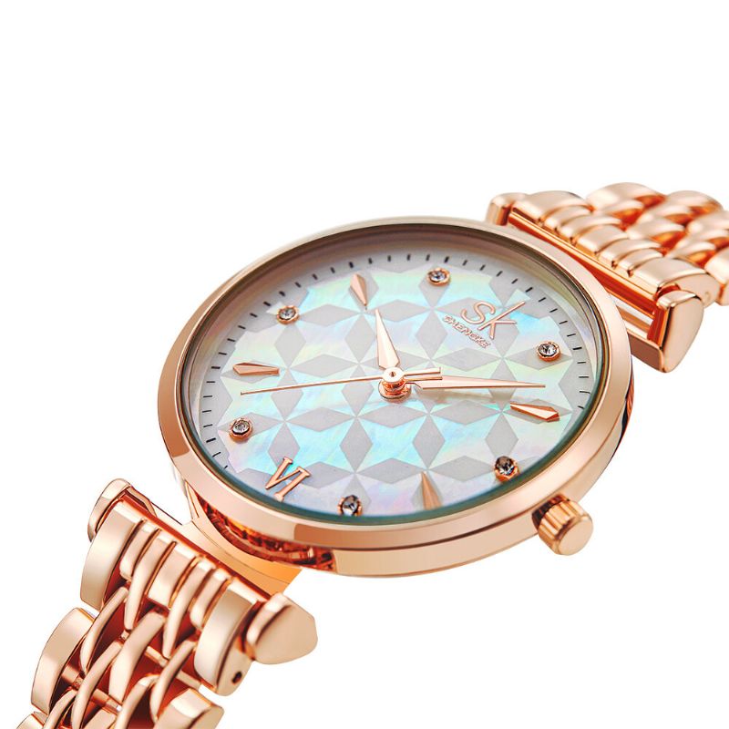 Cadran En Cristal Motif De Fleurs En Acier Inoxydable Dames Robe Femmes Montre À Quartz