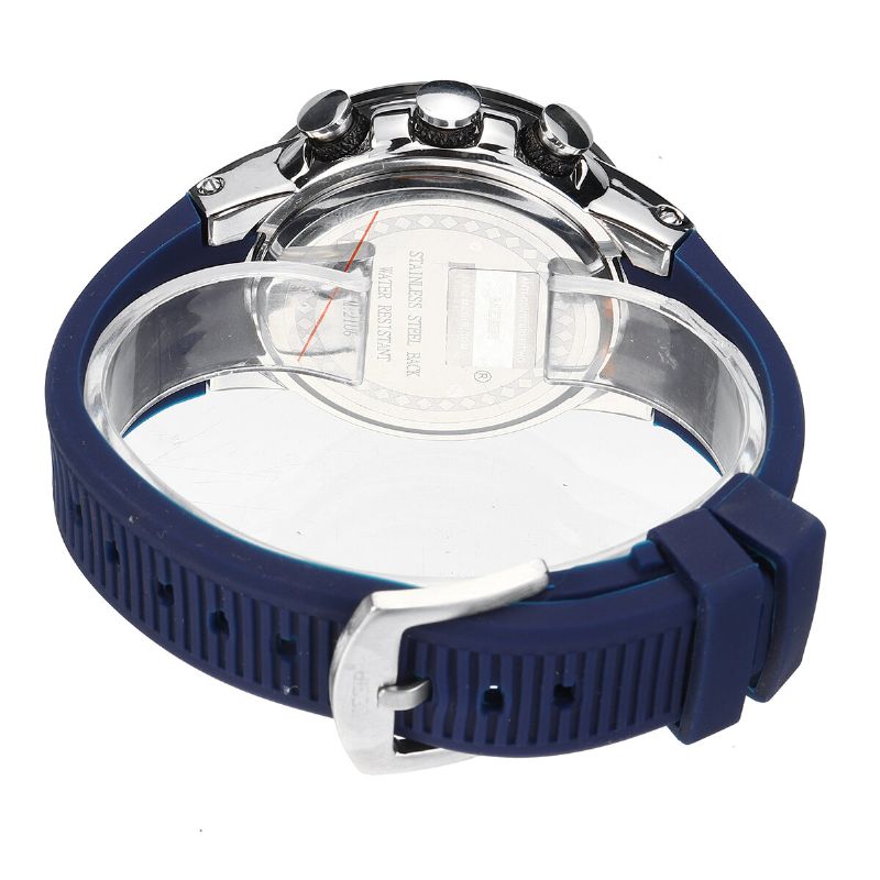 Cadran Lumineux Calendrier Chronographe Bracelet En Silicone Hommes Étanche Sport Montre À Quartz