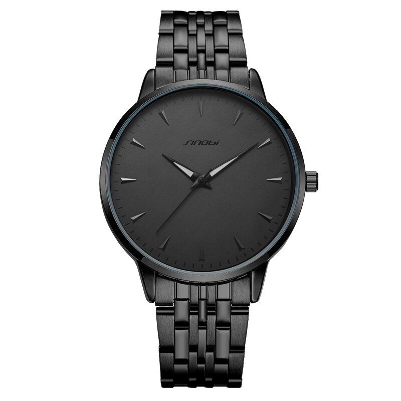 Cadran Simple Mode Business Style Hommes Plein Acier Montre Montre À Quartz Étanche