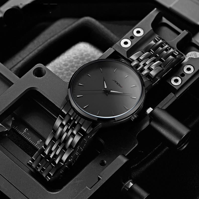 Cadran Simple Mode Business Style Hommes Plein Acier Montre Montre À Quartz Étanche