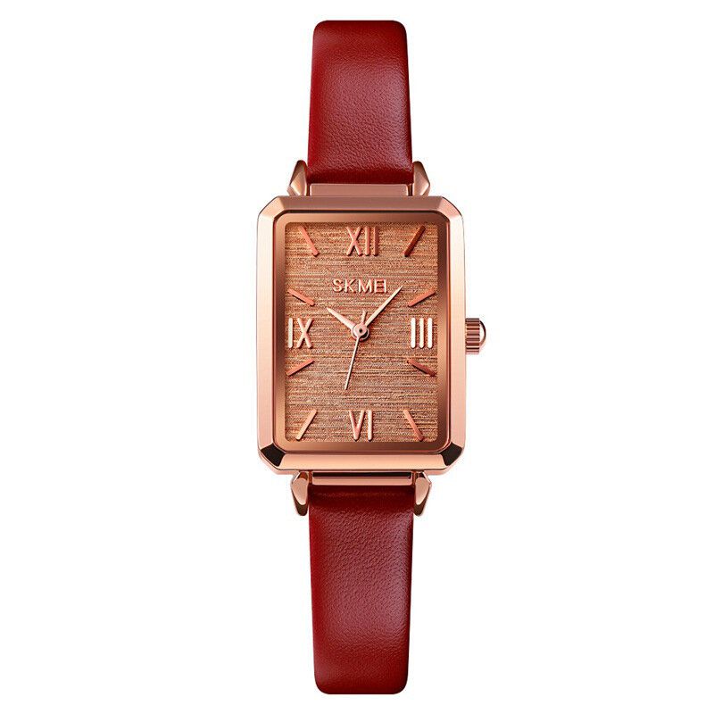 Cadran Texturé Montre-bracelet Ultra Mince Pour Femme Montre À Quartz À La Mode Avec Bracelet En Cuir