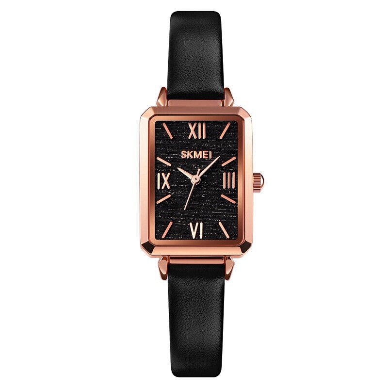 Cadran Texturé Montre-bracelet Ultra Mince Pour Femme Montre À Quartz À La Mode Avec Bracelet En Cuir