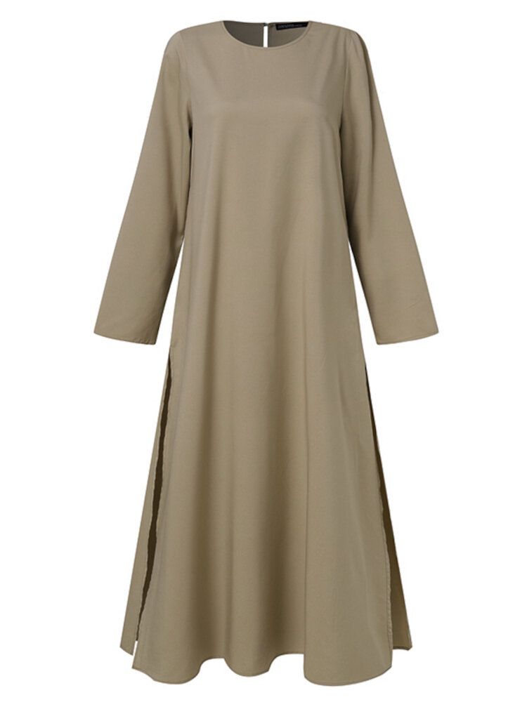 Caftan Tunique Solide Loisirs Robe Split Jupe Côté Pour Les Femmes