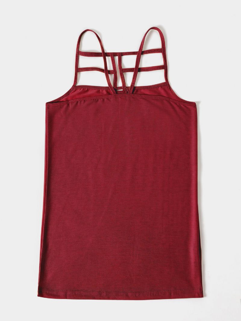 Camisole Décontractée À Découpes Croisées De Couleur Unie