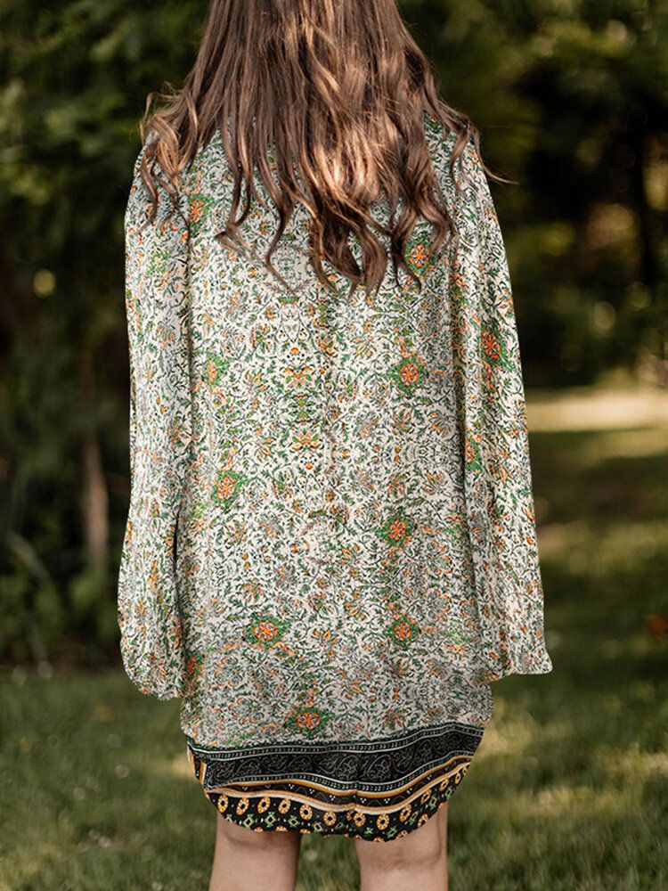 Cardigan Ample Ouvert À Motif Tribal Floral