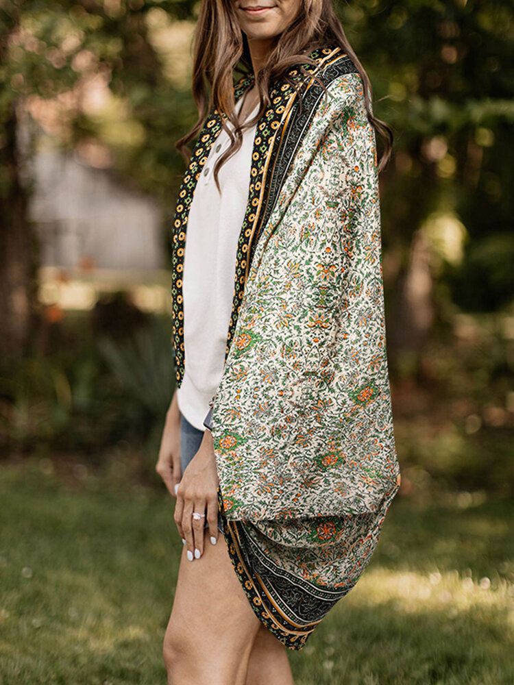 Cardigan Ample Ouvert À Motif Tribal Floral