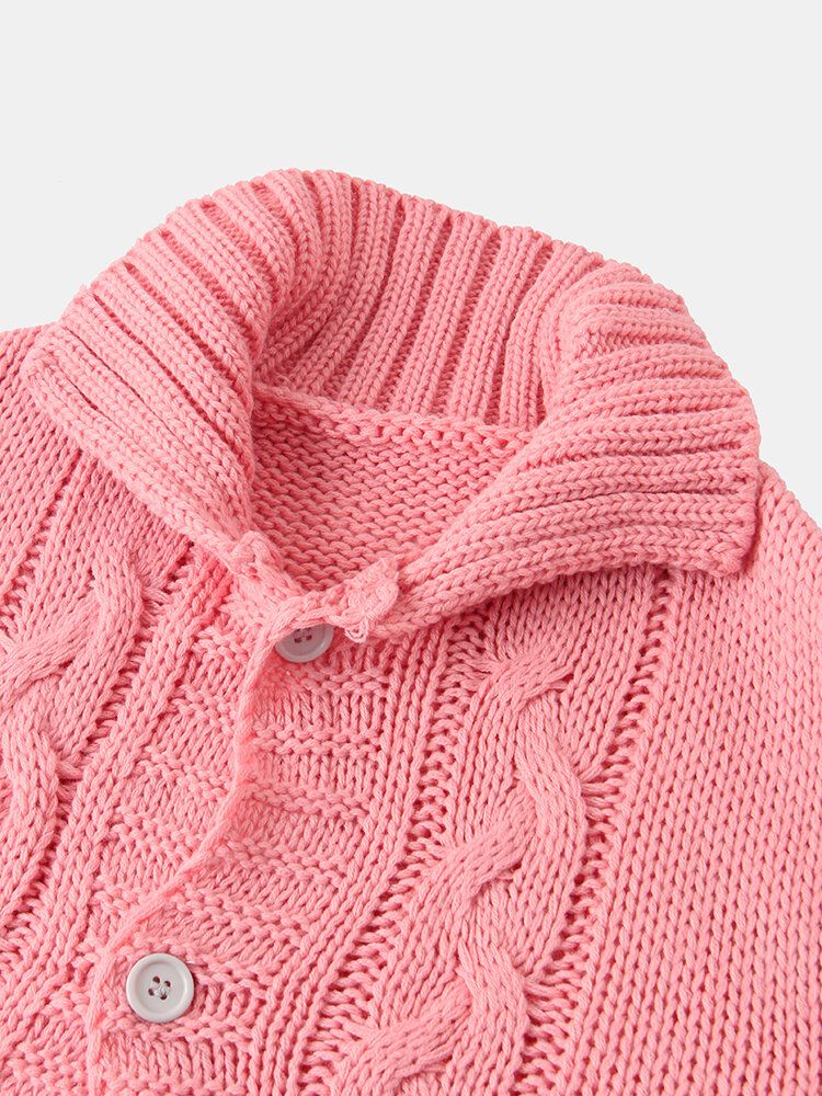 Cardigan À Capuche Mi-long En Tricot Jacquard De Couleur Unie Pour Femmes Avec Poche