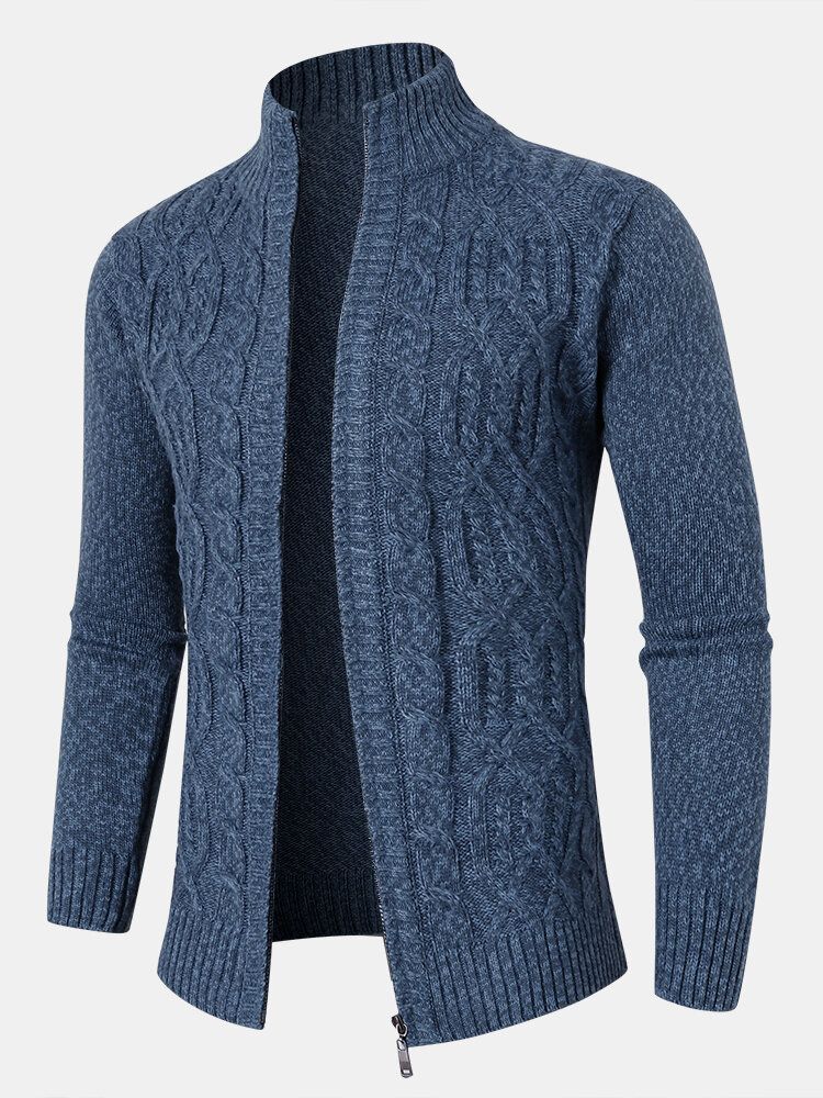 Cardigans À Manches Longues Et Fermeture Éclair En Tricot Torsadé Pour Homme