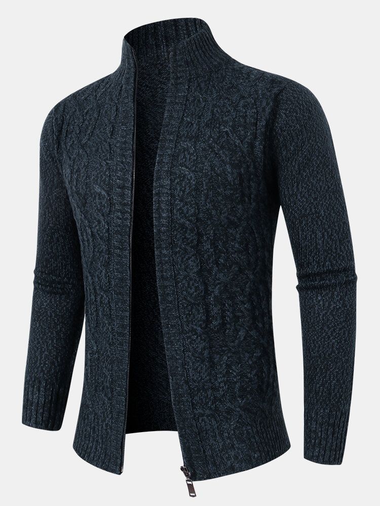 Cardigans À Manches Longues Et Fermeture Éclair En Tricot Torsadé Pour Homme