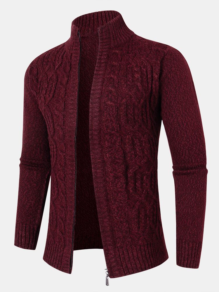 Cardigans À Manches Longues Et Fermeture Éclair En Tricot Torsadé Pour Homme