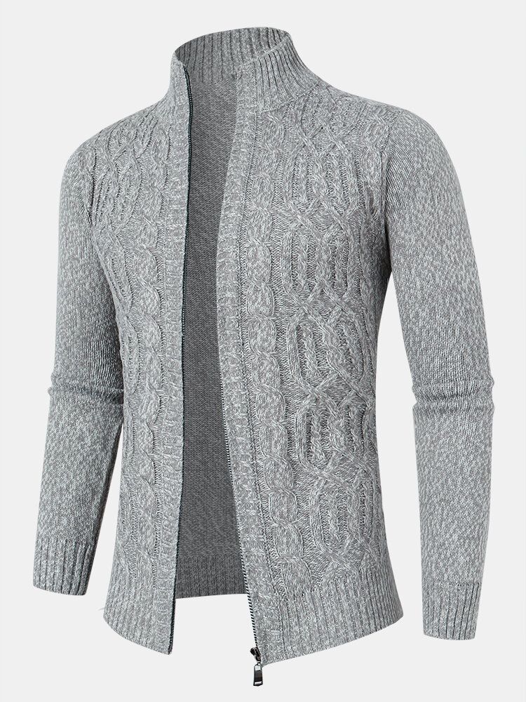 Cardigans À Manches Longues Et Fermeture Éclair En Tricot Torsadé Pour Homme