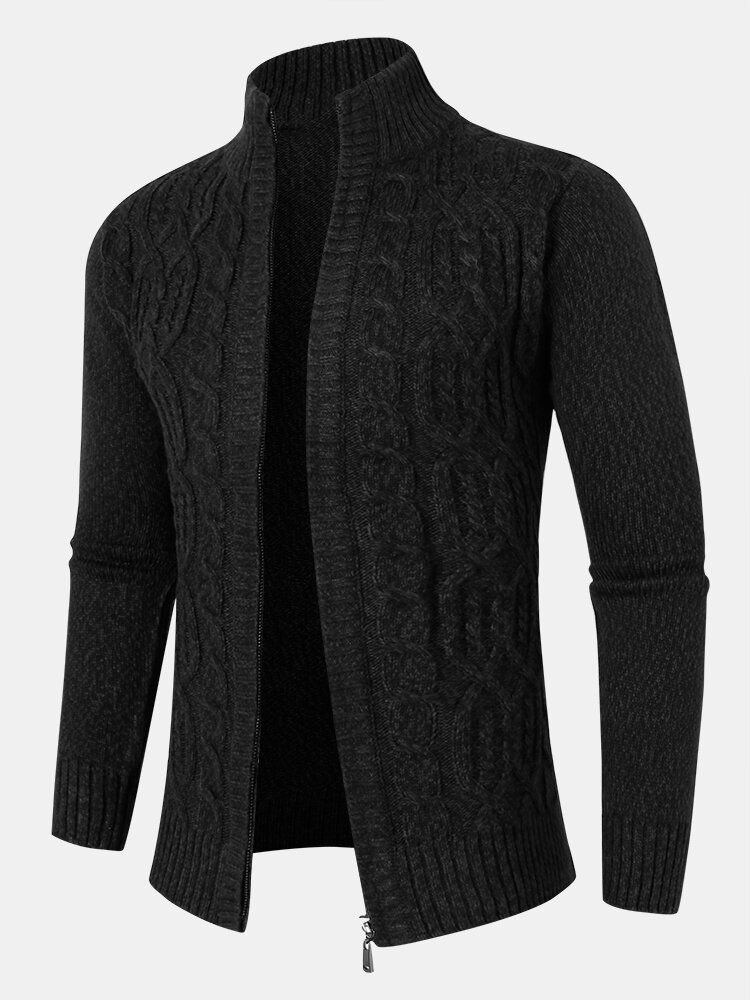 Cardigans À Manches Longues Et Fermeture Éclair En Tricot Torsadé Pour Homme