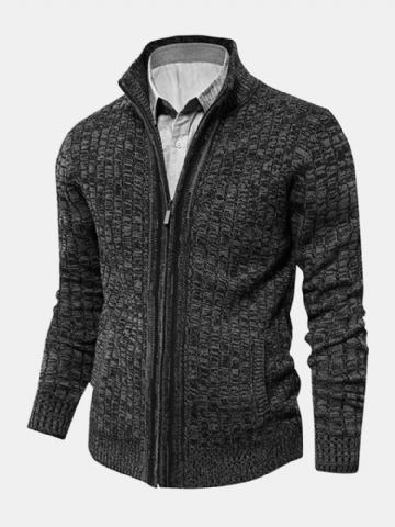 Cardigans À Manches Longues En Tricot Côtelé Pour Homme Avec Poche