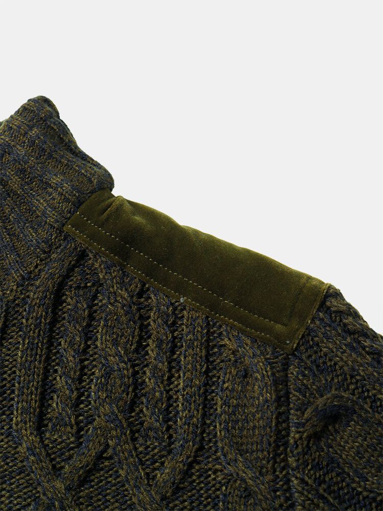 Cardigans En Tricot Torsadé Pour Hommes Avec Col Montant Et Boutons Solides