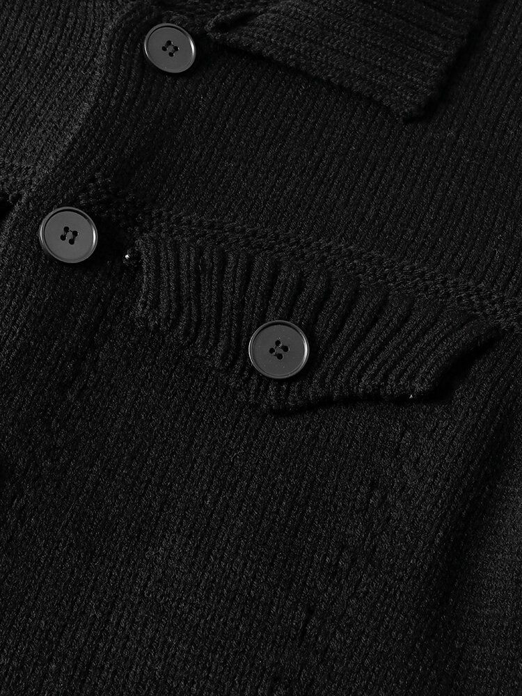 Cardigans Tricotés Chauds À Manches Longues Pour Hommes De Couleur Unie