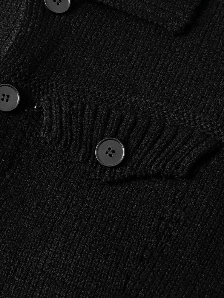 Cardigans Tricotés Chauds À Manches Longues Pour Hommes De Couleur Unie