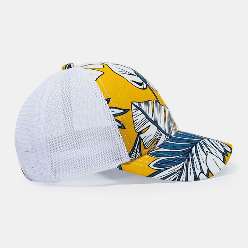 Casquette De Baseball Respirante Unisexe En Maille À La Mode Avec Fleurs Imprimées