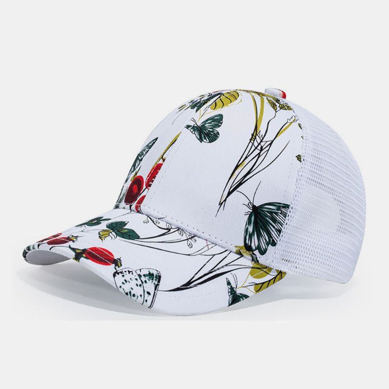 Casquette De Baseball Respirante Unisexe En Maille À La Mode Avec Fleurs Imprimées