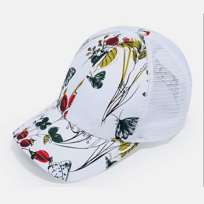 Casquette De Baseball Respirante Unisexe En Maille À La Mode Avec Fleurs Imprimées