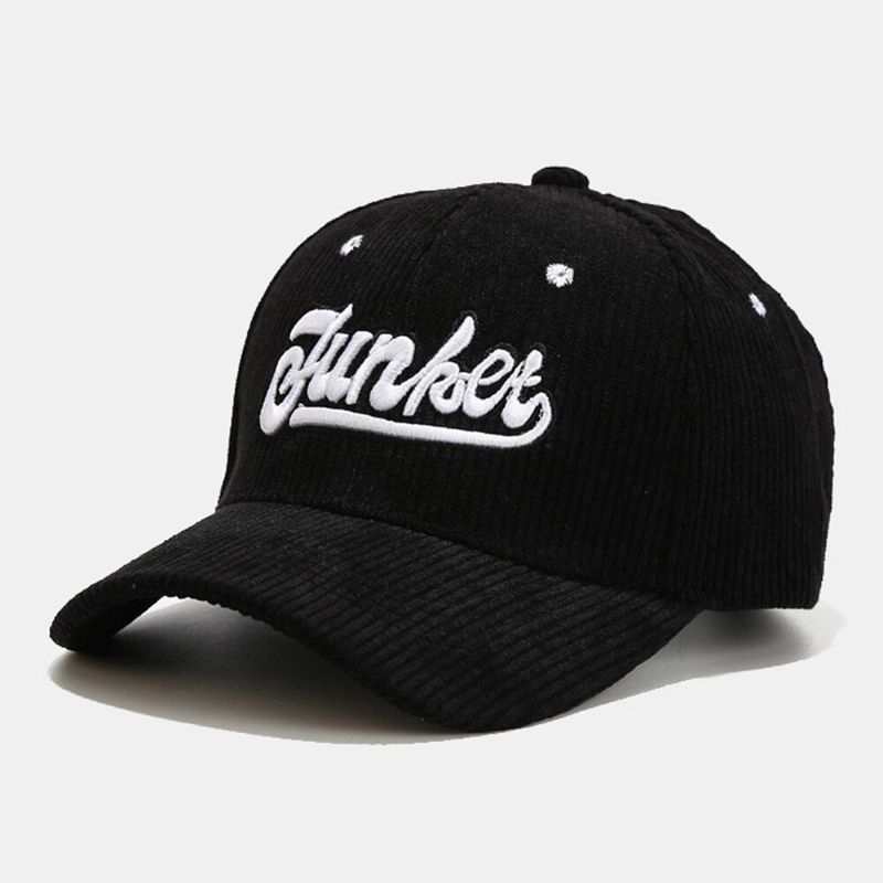 Casquette De Baseball Respirante Unisexe En Velours Côtelé Contrasté Avec Lettres Brodées