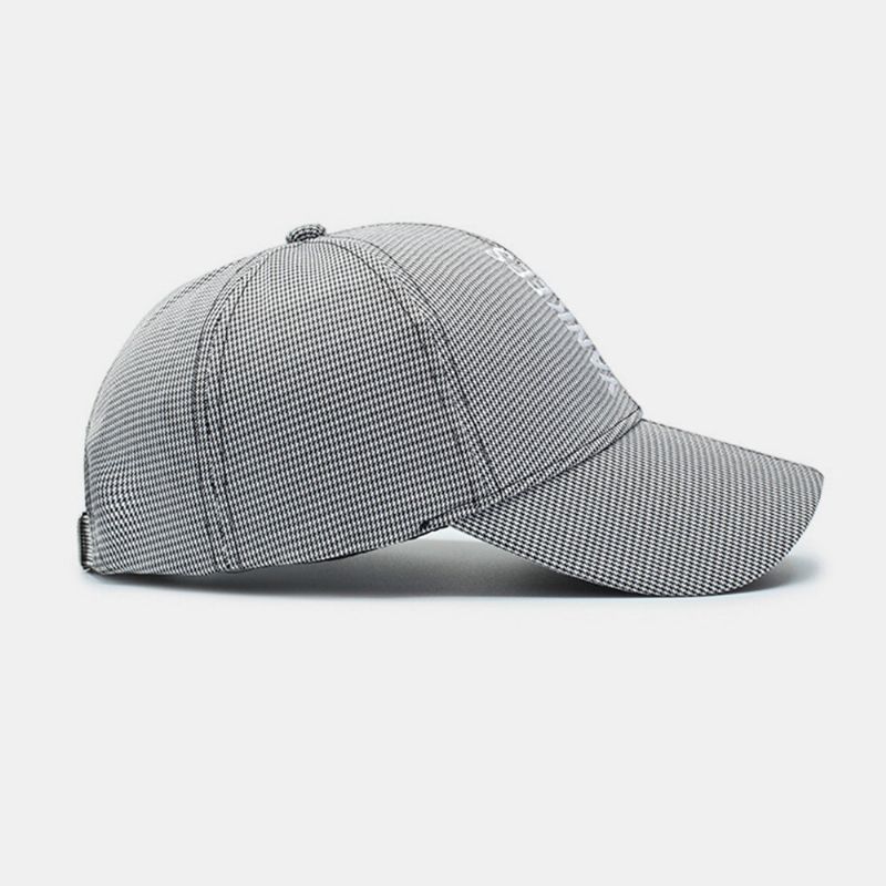 Casquette De Baseball Unisexe À Carreaux De Couleur Contrastante À Bord Incurvé Lettre Broderie Été Parasol Couple Chapeau