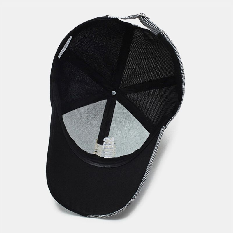 Casquette De Baseball Unisexe À Carreaux De Couleur Contrastante À Bord Incurvé Lettre Broderie Été Parasol Couple Chapeau