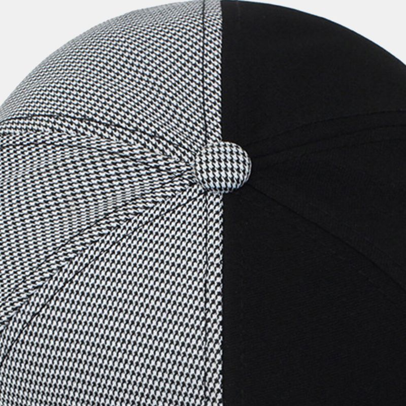 Casquette De Baseball Unisexe À Carreaux De Couleur Contrastante À Bord Incurvé Lettre Broderie Été Parasol Couple Chapeau