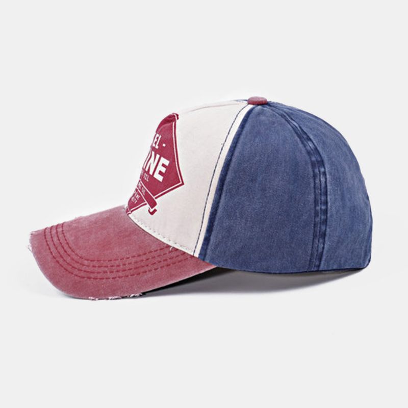 Casquette De Baseball Unisexe En Coton Délavé Avec Motif De Lettres Assorties