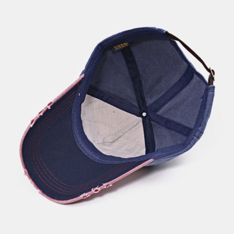 Casquette De Baseball Unisexe En Coton Délavé Avec Motif De Lettres Assorties