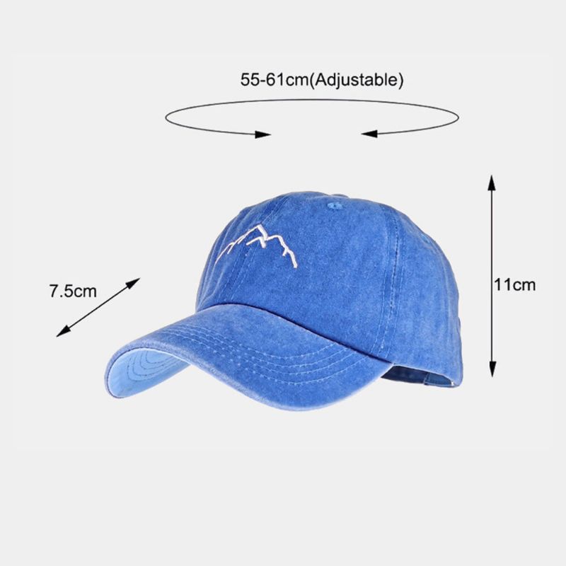 Casquette De Baseball Unisexe En Coton Délavé En Détresse Motif De Montagne Broderie Mode Crème Solaire