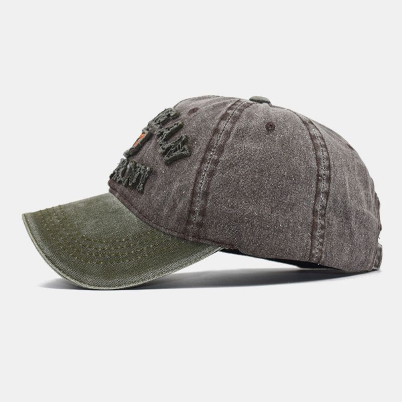 Casquette De Baseball Unisexe En Coton Délavé Make-old Lettre 3d Brodée Ajustable Pare-soleil