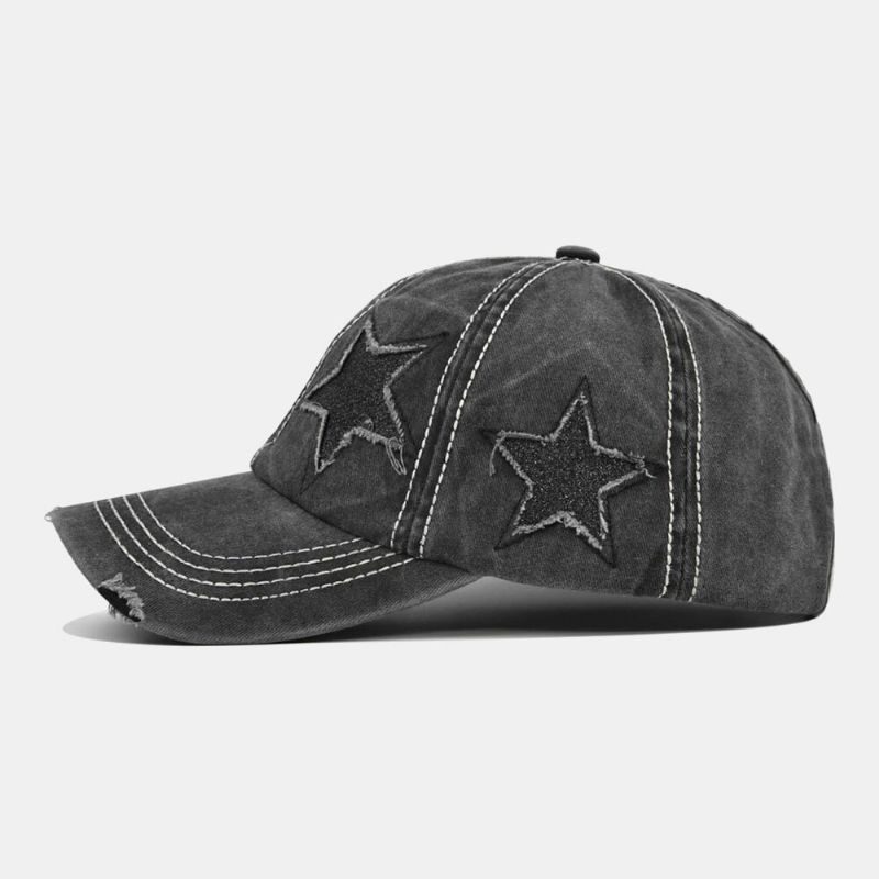 Casquette De Baseball Unisexe En Coton Lavé Avec Motif Étoile À Cinq Branches Et Pare-soleil