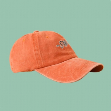 Casquette De Baseball Unisexe En Coton Lavé Motif Serpent Impression Été Extérieur Décontracté Chapeau De Soleil