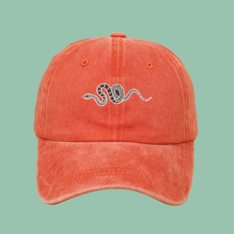 Casquette De Baseball Unisexe En Coton Lavé Motif Serpent Impression Été Extérieur Décontracté Chapeau De Soleil